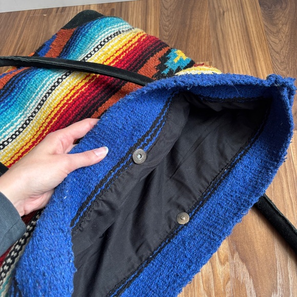 Boho Saddle Blanket Southwestern Printed Monterrey Large Tote Bag Suede Accents - Picture 11 of 15
